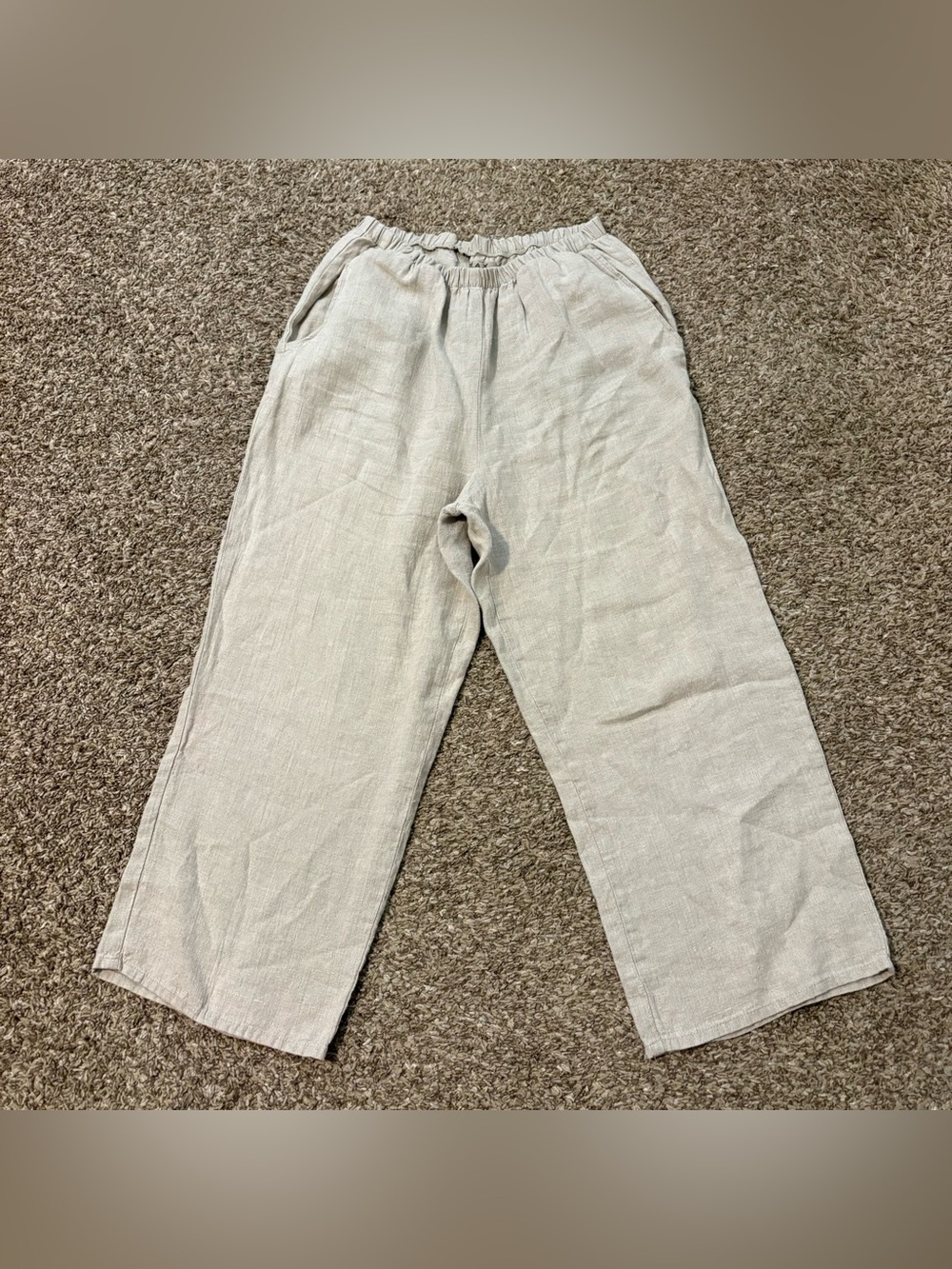 3656 Flax Lagonlook Khaki Wide Leg Pants Size Small Cropped
